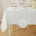 JIALE Rectangle Table Cloth, Waterproof Stain Resistant Tablecloth, Wrinkle Free Farmhouse Dining Table Cover, Soft Fabric Table Cloths for Dinner/Party/Holiday, 52 X 70 Inch, White