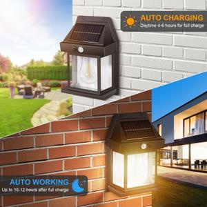 Eclorui 1PC Solar Lights Outdoor, Dusk to Dawn Solar Wall Sconce Motion Sensor, 3 Lighting Modes Waterproof Security Wall Lantern Light Fixtures for Garden Yard Patio Fence Outside Decorative