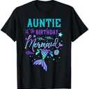 Auntie Of The Birthday Mermaid Theme Party Squad Security T-Shirt M