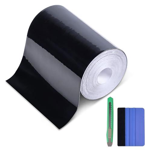 Lypumso High Gloss Black Vinyl Wrap Tape,Self-Adhesive Universal Chrome Black Detailing Tape with Tool, Anti-Scratch Sticker for Door Sill Window Trim Edge Guard Protective