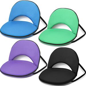 Maitys 4 Pcs Stadium Seats for Bleachers with Back Support, Foldable Padded Chair for Stadium with 5 Adjustable Positions, Portable Floor Seating Chair for Camping, Concert, Classroom (Multicolor), 29.5 x 21.7 x 2 Inch