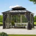 Covered Outdoor Gazebo Mosquito Netting Replacement Universal 4-Panel Sidewalls 11' x 13', Outdoor Gazebo Mosquito Nettings with Double Zipper, Replacement for Patio Canopy, Garden (Mosquito Net Only)