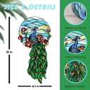 Peacock Suncatcher Stained Glass, Peacock Art Glass Suncatcher Hanging, Bird Suncatcher for Patio/Mom/Window (Green)