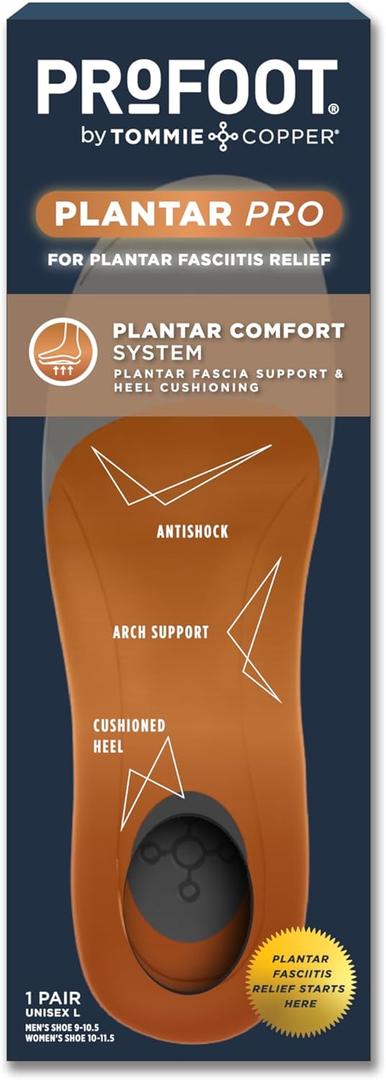 PROFOOT Plantar Pro Shoe Insoles for Men & Women  High Arch Support Inserts with Shock-Absorbing Heel, Energy-Return Cushioning, Antishock Comfort - XL