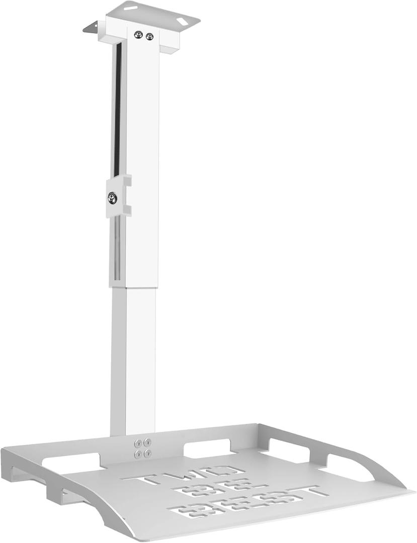 2-Be-Best Projector Ceiling Mount with Tray, 13IN-21.6IN / 33CM-55CM Height Adjustable Projector Shelf Universal Tray Mount for Ceiling Upgraded White