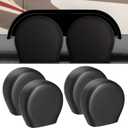 Moonet PVC Thickening Leather Tire Wheel Covers 4 Pack- Tough Tire Wheel Protector for Truck,SUV,Motorhome,Camper,Trailer,RV - Universal Fits Tire Diameters 40-42 inches,Black, QB436