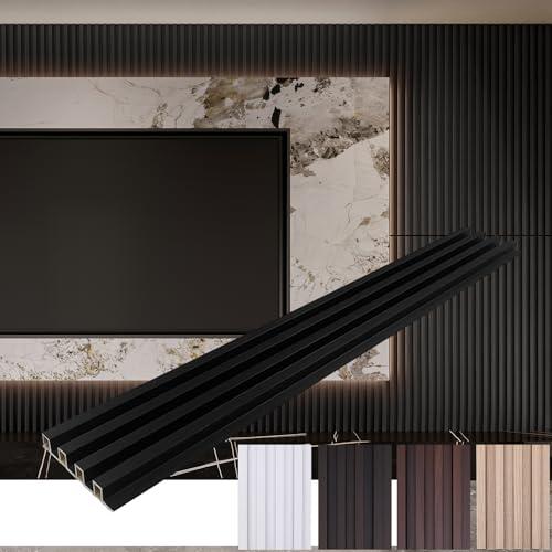 Yutianli Slat Wall Panel 3D WPC Grille for Walls 6-Pack Black Textured Wood Plastic Composite Panel Wood Strip Texture 3D Wall Panels