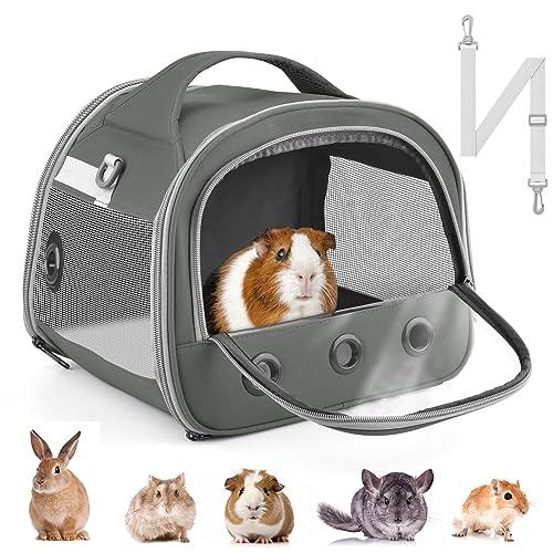 Bissap Guinea Pig Carrier Bag, Portable Small Animal Carrier Pouch for Hamster Chinchilla Rabbit Gerbil Hedgehog Sugar Glider Outgoing Travel Carrying Case - Grey