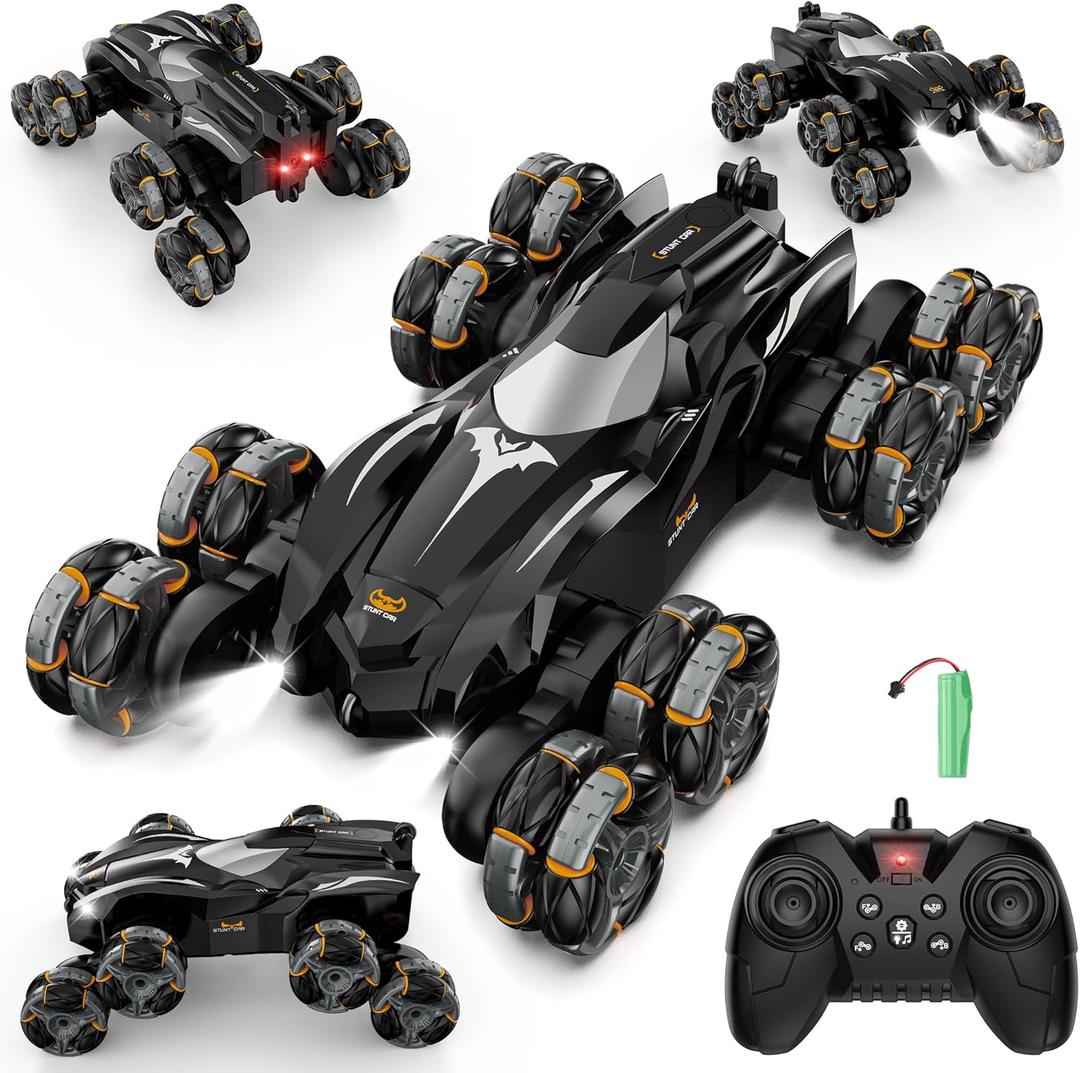 Remote Control Car, 2.4Ghz 8WD Rc Stunt Car with Automatic Demonstration, 360 Spins, Music and LED Lights, Remote Control Cars for Boys 4 5 6 7 8-12, Christmas Birthday Gifts Toys for Boys