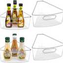 Lazy Susan Cabinet Organizer Bins for 26"/ 28"/ 32" Diameter Corner Organizer, Plastic Cabinet Storage Bin, 1/8 Wedge - Food Safe, BPA Free, with Non-Slip Pads (for 32" Diameter, 4 Pack)