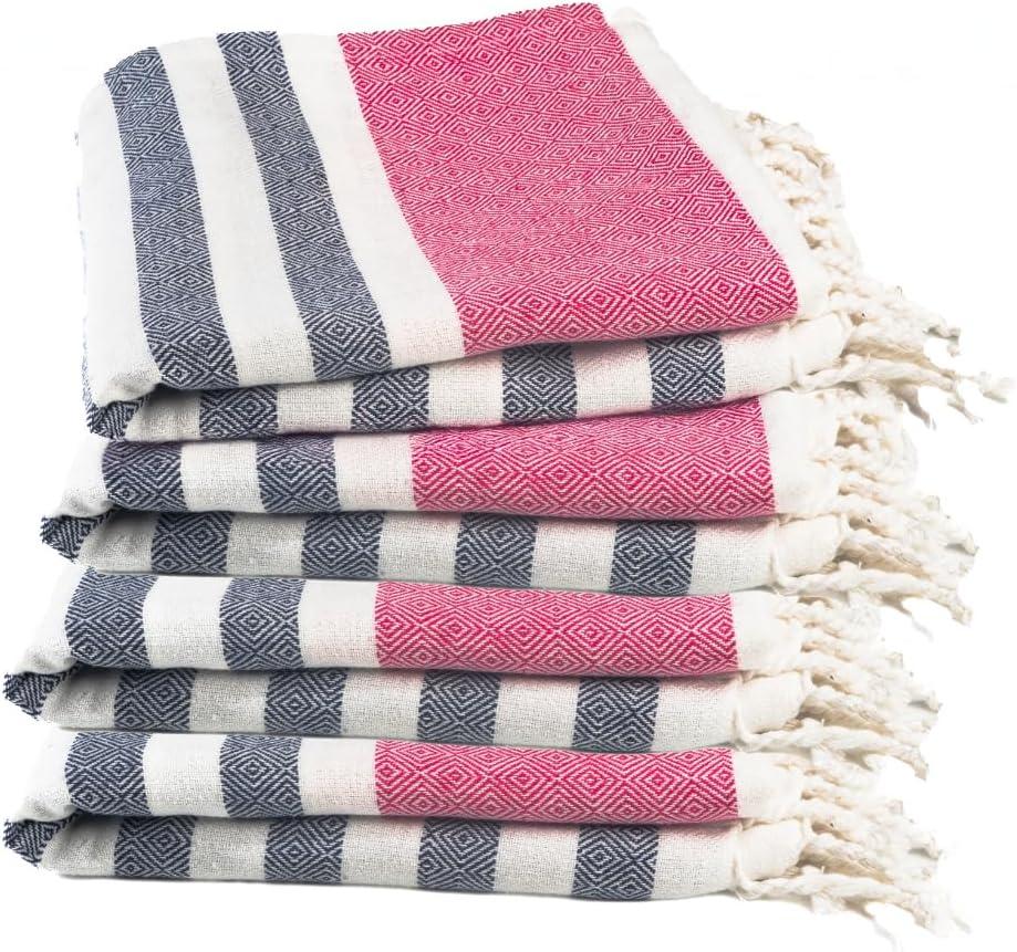 Cotton Turkish Beach Towel with Towels Oversized 36"x72" Pool Absorbent Extra Large Quick Dry Sand Travel Towel (Ros & Riviera, 4 Pack)