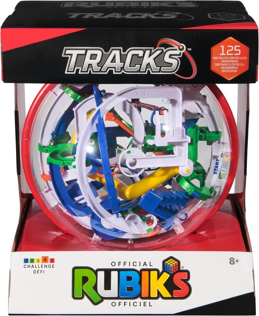 Rubiks Cube, Rubiks Tracks 125 3D Gravity Maze & 3D Puzzle Game with 125 Obstacles, STEM Toy Problem-Solving Brain Teaser, Fidget Toy, Sensory Puzzle for Adults, Teens, Kids, for Ages 8 & Up