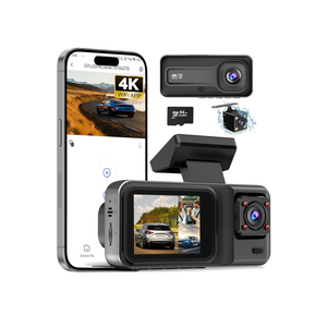 3 Channel 4K Dash Cam with 5GHz WiFi & APP Control, 4K+1080P+1440P Dash Cam Front and Rear Inside with 64GB Card, Dash Camera for Cars with Night Vision, Loop Recording, 24H Parking Mode, G-Sensor