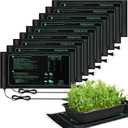ROCEEI 6 Pack Durable Seedling Heat Mat 10 x 20.75 Waterproof Plant Heating Pad Warm Hydroponic Grow Mat for Greenhouse Grow Seed Starting Plant Germination (Black,Green)