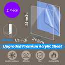 Plexiglass Sheets - 24x24 Inches, 1/8 Inch (3mm) Thick, Clear Cast Acrylic Panel - Pack of 2, Shatterproof & Lightweight Acrylic-Glass for DIY, Craft, Signage, Displays & Protection