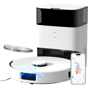 Robot Vacuum and Mop Self-Emptying with 12,000Pa No-Collision Obstacle Avoidance, Carpet Detection, Anti-Tangle Brushes, 240 Mins, 75-Day Capacity, No-Go Zones, Home Mapping, App/Alexa Control,T30+