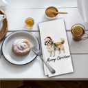 Merry Christmas Shih Tzu Dog Kitchen Towels, Shih Tzu Gifts for Women Dish Tea Towels for Kitchen Decor, Small Dog Gifts Decorative Hand Towel for Bathroom, 16x24 Inch