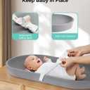 COMOMY Baby Changing Pad for Dresser - Wipeable Changing Pad with Restraining Belt, Waterproof, Soft, Lightweight and Portable, Easy to Clean for On The Go Diaper Change, Grey