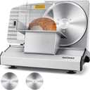Meat Slicer,CUSIMAX Electric Deli Meat Slicer with 2 Removable 8.7''Stainless Steel Blades,Removable Food Carriage,1-20mm Adjustable Thickness Food Slicer for Home,Easy for Cut Meat,Cheese,Bread (Matte Silver)