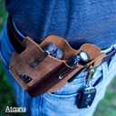 Multitool Sheath for Belt - EDC Pocket Organizer | Leatherman Holster | Leather Multitool Pouch with Pen Holder, Flashlight Sheath and Key Fob Clip | Handmade Leather EDC Organizer (Brown)