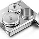 3 Pieces Acrylic Liquid Container Stainless Steel Acrylic Liquid Powder Cup Stainless Steel Nail Powder Holder Container with Lids for Nail Design Tools