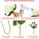 Jexine 100 Pieces Artificial Roses Flowers Bulk, Long Stem Realistic Fake Silk Roses Bouquet for Table Centerpiece Vases Wedding Party Kitchen Decor(White)