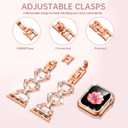 Mesime Compatible with Apple Watch Band 38mm Women Bling Jewelry Bands with Tempered Glass Screen Protector Case, Shiny Strap for iWatch Series 3/2/1