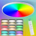 Smart Ceiling Light with Remote Control - 12Inch 30W Flush Mount Ceiling Light, RGB Color Changing Ambient Light for Bedroom, Kitchen, Dining Room, Basements