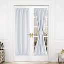 NICETOWN French Door Curtain Window Treatment Drapes - Solid Room Darkening Thermal Insulated 30 x 72 Inches Blackout Gliding Door Curtains Kitchen Panels Coverings, 1 Panel, Greyish White