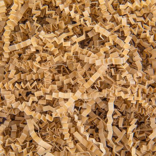 Caleihd Crinkle Cut Paper Shred Packing Grass Cushion Paper Streamer for Christmas Wedding Birthday Bridesmaid Engagement Craft Gift Boxes Bags Basket Filler Decoration 4.5oz Brown