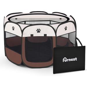 Pop-up Playpen for Puppy, Portable and Foldable Exercise Kennel Tent Crate Indoor/Outdoor Travel Camping, Removable Zipper Top
