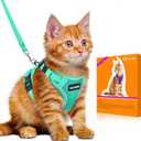 Halypet Cat Harness and Leash Set [MAX Safety 4th-Gen Upgrade] Escape Proof Adjustable Cat Leash Comfortable Soft Vest Easy to Wear Kitten Harness with Reflective Strip for Cats Walking, S Green (Small (7-12lb))