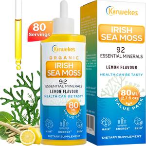 Sea Moss & Ashwagandha Root Drops - 10X Stronger Seamoss & Ashwagandha for Women & Men, Sea Moss Drops for Mood, Immunity, Digestive, Energy, Skin, Hair JointLemon Flavour - 80 Servings