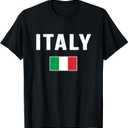 Italy Italian Flag Italia Italiano T-Shirt (Black, L)