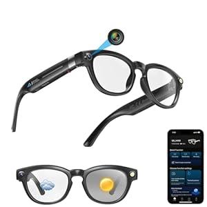 AI Smart Glasses with 4K HD Camera – Video Recording Glasses with Audio, Bluetooth Sunglasses with Camera for Men, RealTime Translation, HandsFree Music&Calls, Outdoor Sports Travel,32GB Storage