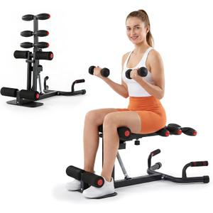 NEWBULIG Deep Squat Machine for Women, Fitness Squat Machine, Adjustable Resistance Home Gym Exercise Equipment, Glutes & Core Workout Equipment, 300 lbs Capacity, 32.9"x22.4"x36.6", Blue/Red
