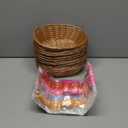 20 Pack Oval Small Plastic Bread Basket 9.8 x 7.1 x 2.8 Inch Wicker Basket for Serving Woven Food Storage Baskets for Home, Kitchen, Restaurant, Storing Bread, Fruits, Vegetables, Brown