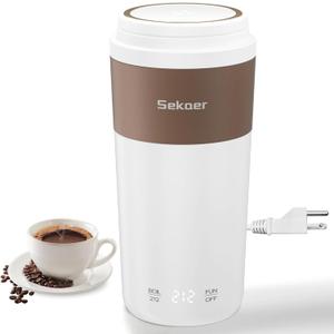 Sekaer Travel Portable Kettle, Dual Voltage 110-240V, Mini Electric Kettle for Tea Coffee, 304 Stainless Steel Small Hot Water Boiler, 350mL Auto Shut-Off & 4 Temp Presets, SKE-835-B
