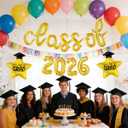 2 x Gold Class of 2026 Balloons - Gold Class of 2026 Graduation Balloons Graduation Foil Balloon for Graduation Party Decorations