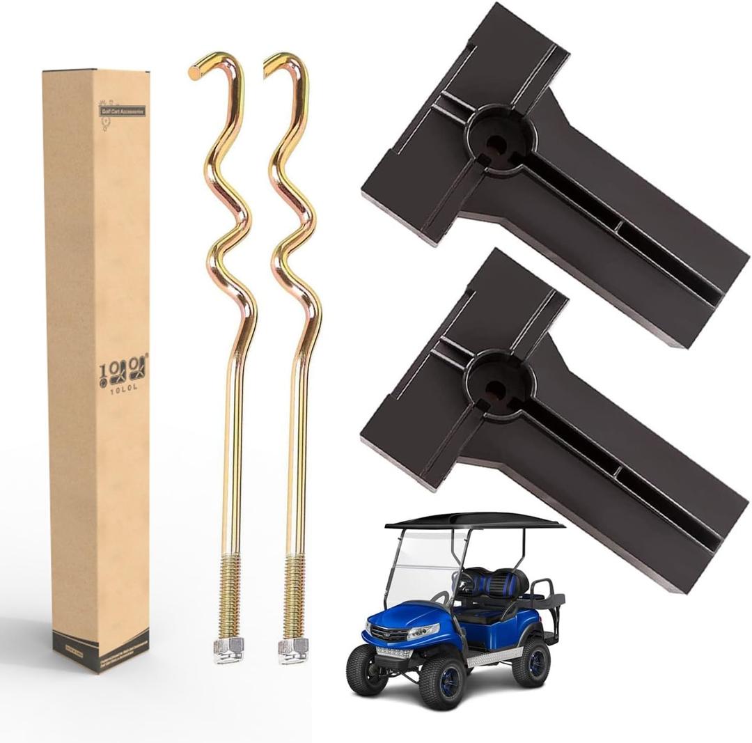 10L0L Golf Cart Battery Hold Down Plate fit for Golf Cart Club Car Precedent (2008.5-up) Replacement Part 103374801 103357701 - with 2pcs Battery Bolt S Type Rod