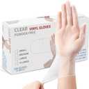 Clear Vinyl Gloves M, Food Safe | Latex-Free and Powder-Free Disposable Gloves for Cooking, Food Prep, Household Cleaning | Medium,100 Counts/Box