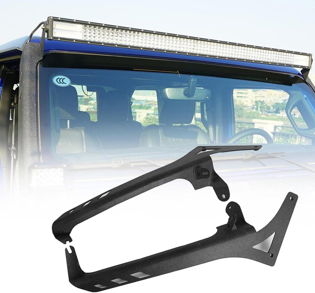 AUXMART 52" LED Light Bar Windshield Mounting Brackets with A-Pillar for 2018 2019 2020 2021 2022 Jeep Wrangler JL/Gladiator JT (Does not fit for Jeep Gladiator Mojave Model)