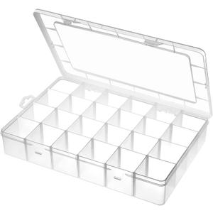 Large 24 Grids Plastic Organizer Box Adjustable Dividers,Clear Storage Box for Jewelry, Art DIY Crafts, Washi Tapes, Beads and Small Parts