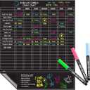Cinch Magnetic Dry Erase Chores Chart for Kids (17x20 inches, Black) - 6 Whiteboard Markers with Magnets