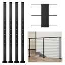 Muzata 4Pack Black Cable Railing Post 42 Inch 42"x2"x2" Level Drilled Surface Mount T304 Stainless Steel Cable Railing System Kit Indoor Outdoor with Paper User Guide PS02 BH4L