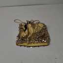 MakeMeChic Women's Metallic Glitter Sequin Halter Top Ring Linked Summer Y2K Party Tops Clubwear (Large, Gold)