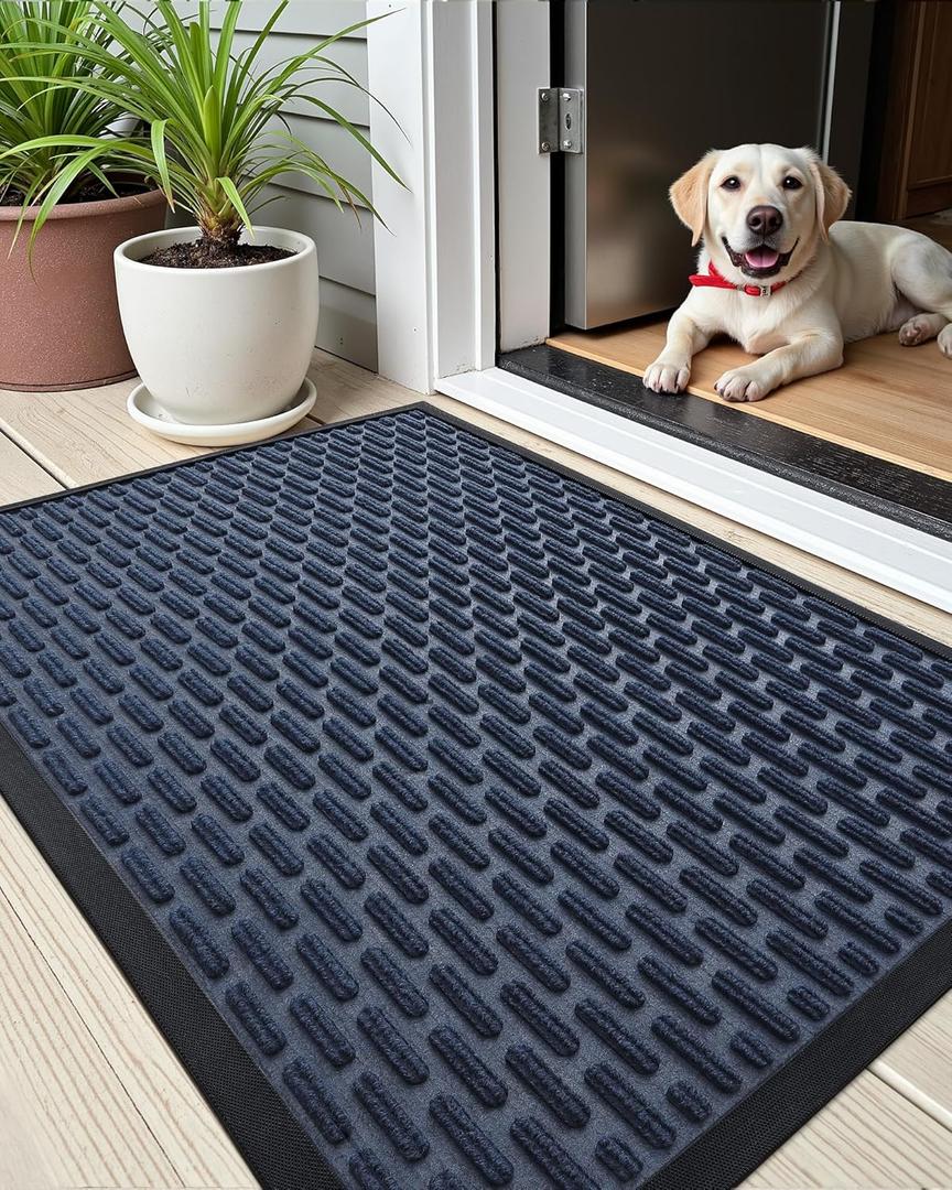 Color&Geometry Outdoor Mat for Front Door Home Entrance Outside Entry Patio Waterproof Heavy Duty Doormat Outdoor Floor Welcome Matt - 24"x36" Blue