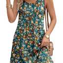 LUXVEER Womens Summer Hawaiian Dresses 2026 Floral Printed Casual Loose Boho Dress Scoopneck Sleeveless Sundresses Beach Vacation Swimsuit Coverup (L)