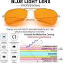 IOHLNG Square Aviator Sunglasses for Women Men Polarized Pilot Military Square Shades Classic Vintage Metal Sun Glasses (Polished Gold Frames + Dual Ar 99.99% Blue Light Blocking Amber Orange Lens)