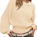 Saodimallsu Womens Batwing Long Sleeve Sweaters Casual Crewneck Loose Chunky Knit Fall Pullover Tops (Beige, M)